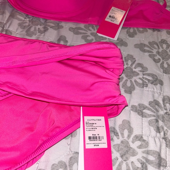 NWT Lilly Pulitzer 16 Plumeria Pink LEVEN TOP & LAGOON HIPSTER Bikini - Picture 4 of 6